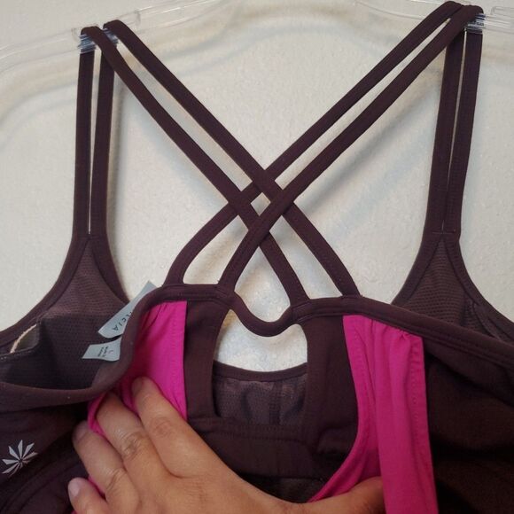 Athleta Tank Top Hidden Agenda Tank Top Berry Currant Size L Pink Brown - Picture 10 of 13
